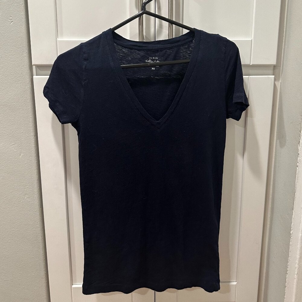 J. Crew J. Crew Vintage Slub Cotton V-neck Tee in Navy - XS